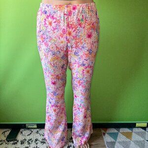 Lightweight flowery floral flared pants with side zipper / H&M / Large